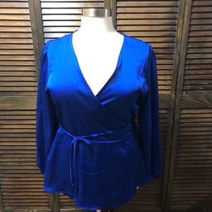 Plus Size Royal Blue Wrap Top